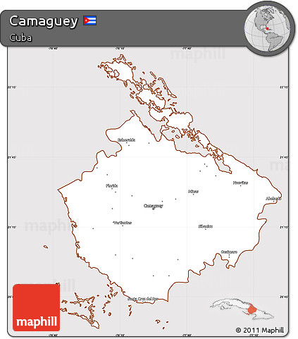 Classic Style Simple Map of Camaguey, cropped outside