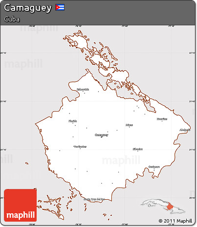 Classic Style Simple Map of Camaguey, cropped outside