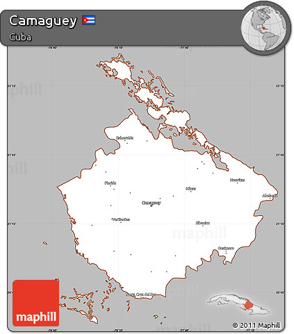Gray Simple Map of Camaguey, cropped outside