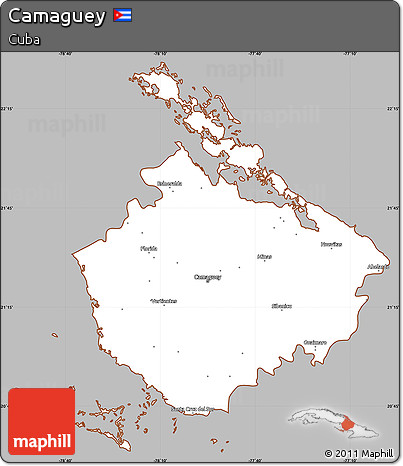 Gray Simple Map of Camaguey, cropped outside