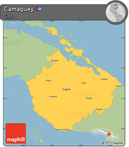 Savanna Style Simple Map of Camaguey, single color outside