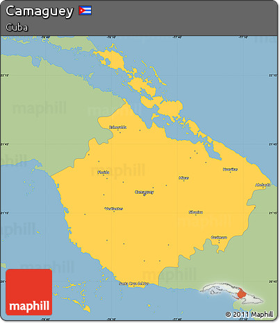 Savanna Style Simple Map of Camaguey, single color outside