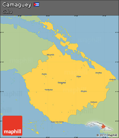 Savanna Style Simple Map of Camaguey, single color outside