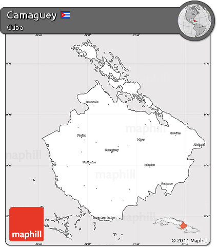 Silver Style Simple Map of Camaguey, cropped outside