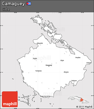 Silver Style Simple Map of Camaguey, cropped outside