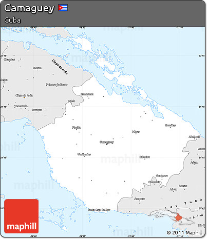 Silver Style Simple Map of Camaguey