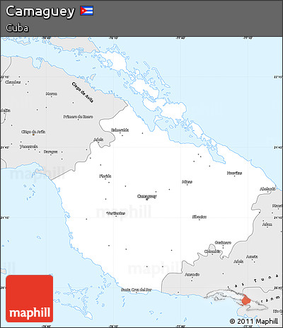 Silver Style Simple Map of Camaguey