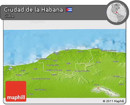 Physical 3D Map of Ciudad De La Habana