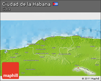 Physical 3D Map of Ciudad De La Habana