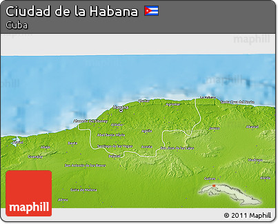 Physical 3D Map of Ciudad De La Habana