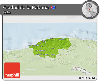 Physical 3D Map of Ciudad De La Habana, lighten