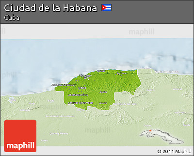Physical 3D Map of Ciudad De La Habana, lighten