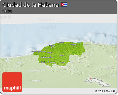 Physical 3D Map of Ciudad De La Habana, lighten