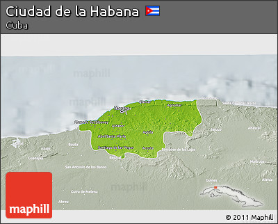 Physical 3D Map of Ciudad De La Habana, lighten, semi-desaturated