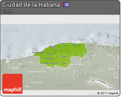Physical 3D Map of Ciudad De La Habana, lighten, semi-desaturated