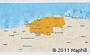 Political 3D Map of Ciudad de la Habana, shaded relief outside