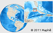 Shaded Relief Location Map of Ciudad de la Habana, within the entire country