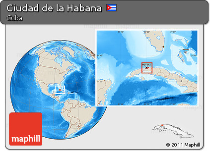 Shaded Relief Location Map of Ciudad De La Habana