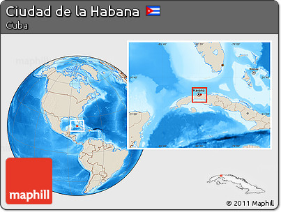 Shaded Relief Location Map of Ciudad De La Habana