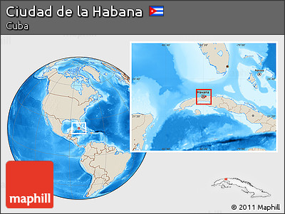 Shaded Relief Location Map of Ciudad De La Habana