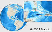 Shaded Relief Location Map of Ciudad de la Habana, highlighted country, within the entire country