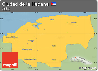 Savanna Style Simple Map of Ciudad De La Habana