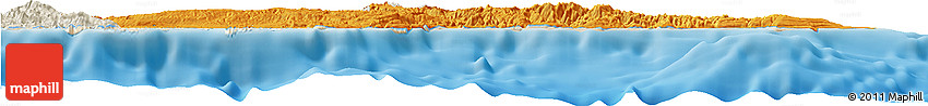 Political Horizon Map of Guantanamo, shaded relief outside