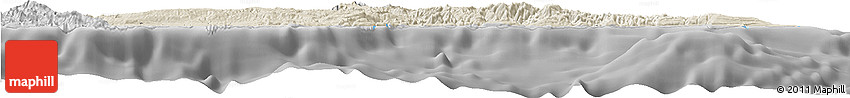 Shaded Relief Horizon Map of Guantanamo, desaturated