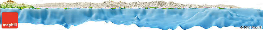 Shaded Relief Horizon Map of Guantanamo, physical outside