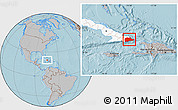 Gray Location Map of Guantanamo, highlighted country, hill shading