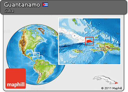 Physical Location Map of Guantanamo, highlighted country
