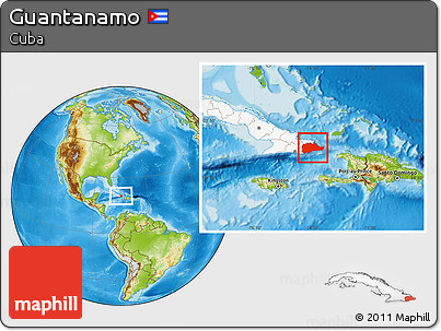 Physical Location Map of Guantanamo, highlighted country