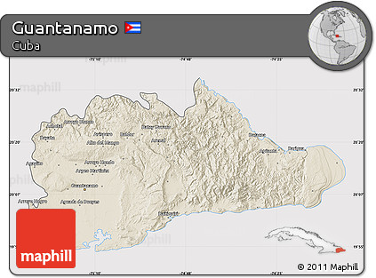 Shaded Relief Map of Guantanamo, cropped outside