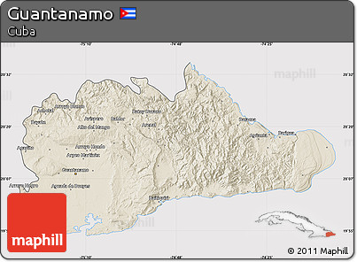 Shaded Relief Map of Guantanamo, cropped outside