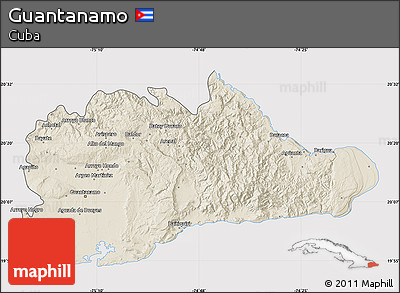 Shaded Relief Map of Guantanamo, cropped outside
