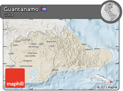 Shaded Relief Map of Guantanamo, lighten