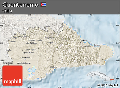 Shaded Relief Map of Guantanamo, lighten
