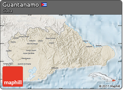 Shaded Relief Map of Guantanamo, lighten
