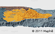 Political Panoramic Map of Guantanamo, darken, semi-desaturated