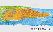 Political Panoramic Map of Guantanamo, physical outside