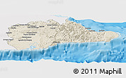 Shaded Relief Panoramic Map of Guantanamo, single color outside