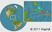Satellite Location Map of Holguin, within the entire country