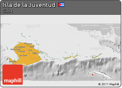 Political 3D Map of Isla De La Juventud, lighten, desaturated