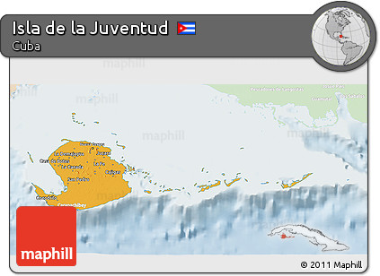 Political 3D Map of Isla De La Juventud, lighten
