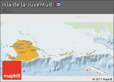 Political 3D Map of Isla De La Juventud, lighten