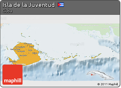 Political 3D Map of Isla De La Juventud, lighten