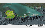 Satellite 3D Map of Isla de la Juventud, darken, semi-desaturated