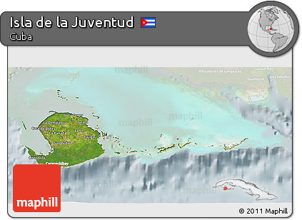 Satellite 3D Map of Isla De La Juventud, lighten