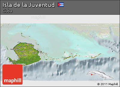 Satellite 3D Map of Isla De La Juventud, lighten