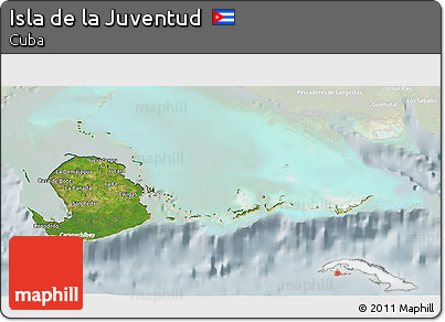 Satellite 3D Map of Isla De La Juventud, lighten